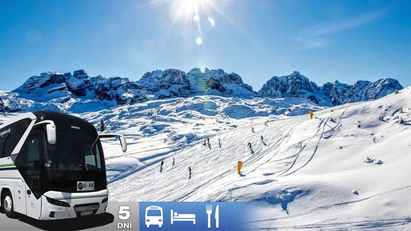 Lyžovačka v stredisku Folgarida-Marilleva v údolí Val di Sole